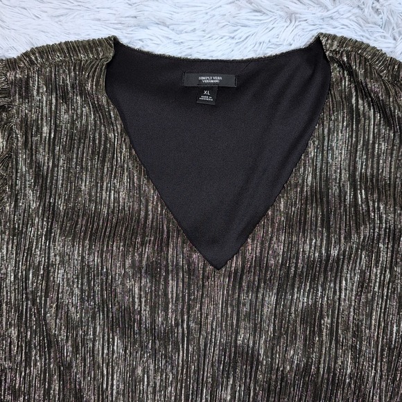Simply Vera‎ Verawang Shirt Womens XL Gold Blouse Sparkly Evening Career New - Picture 9 of 11